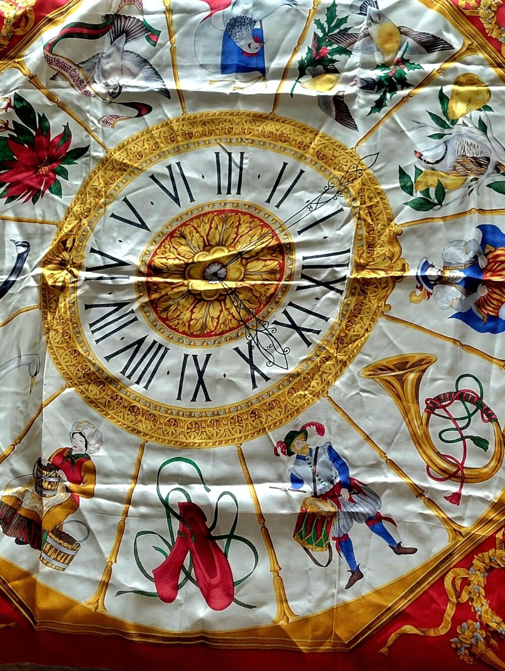 Vintage Silk Echo Square Scarf - 12 Days Of Christmas
